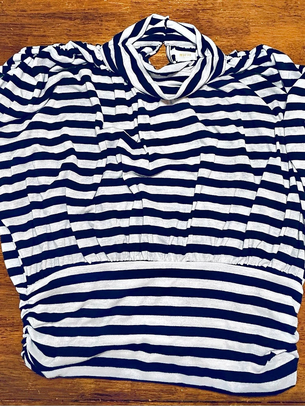 Maeve Striped Knit Top in Blue & White Size Large